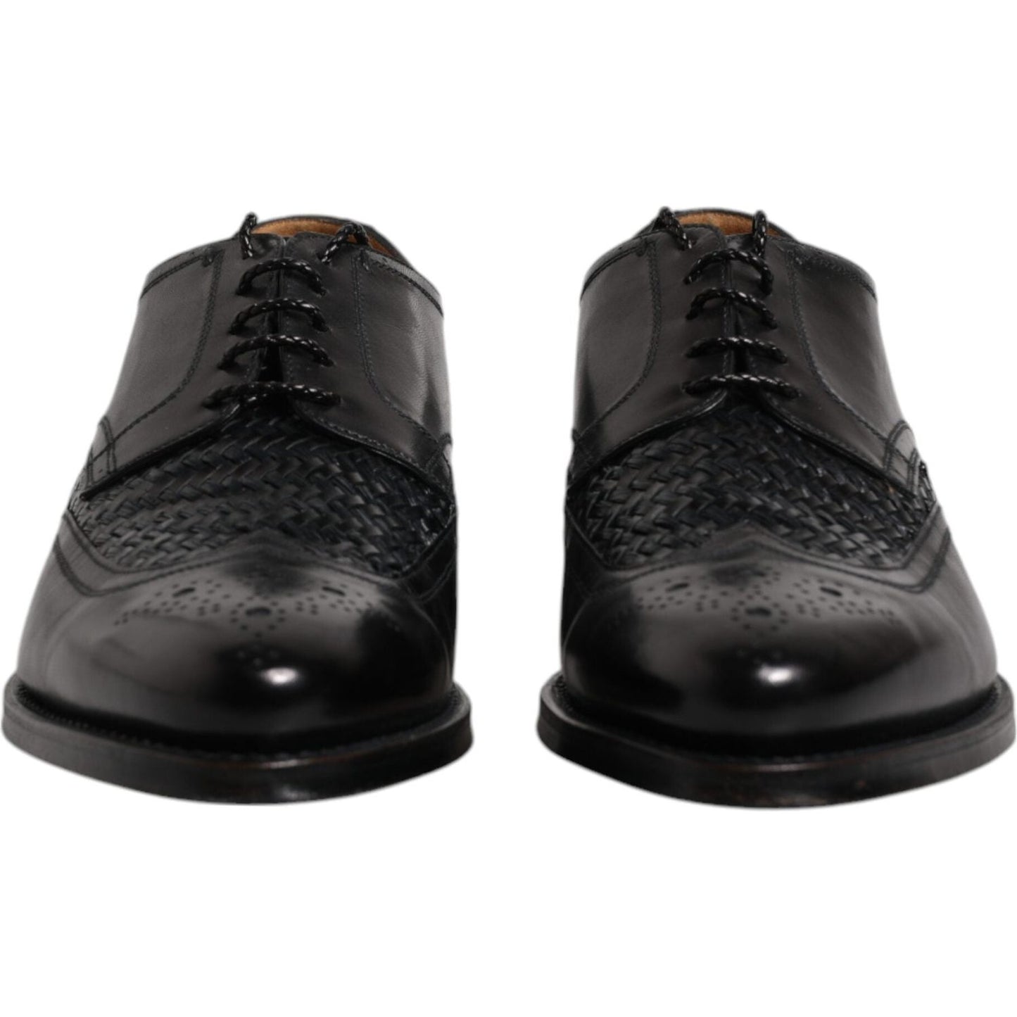 Dolce & Gabbana Black Leather Derby Wingtip Lace Up Formal Dress Shoes MV6650-39
