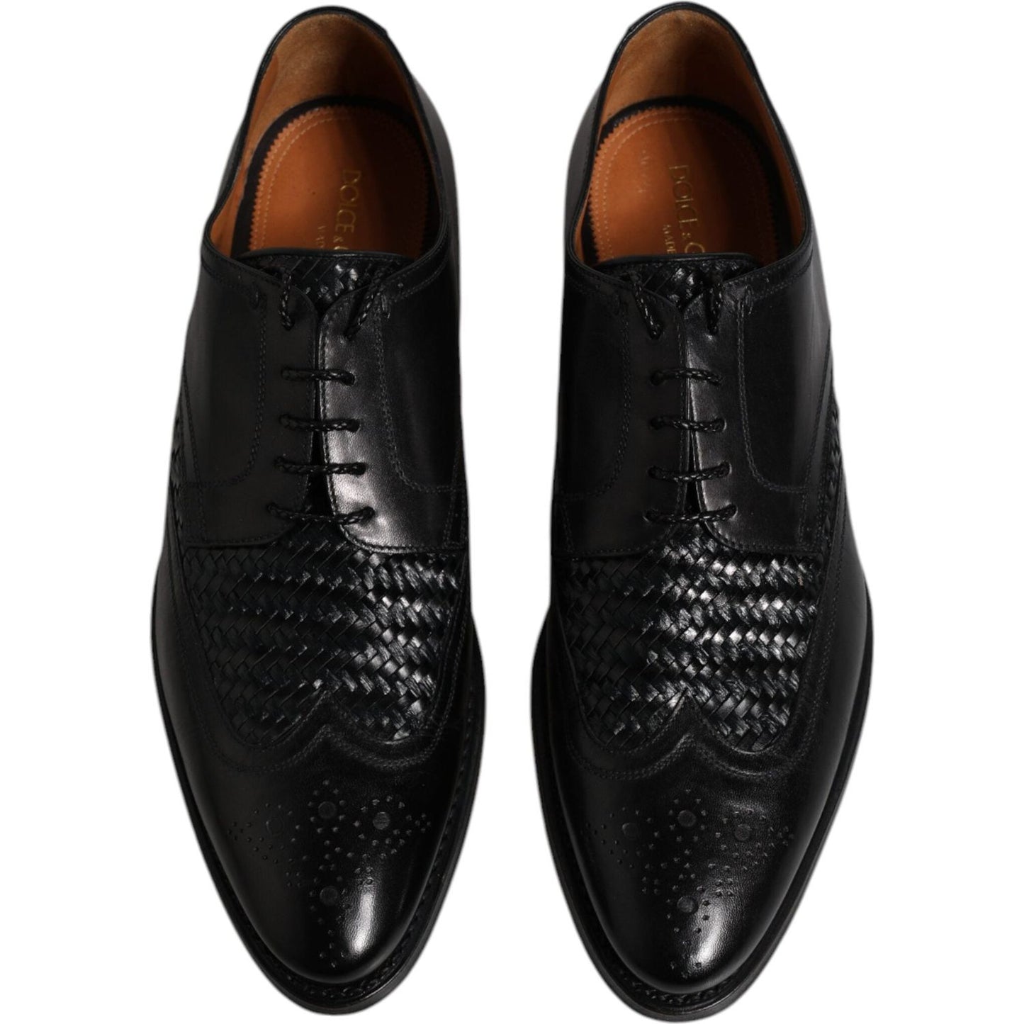 Dolce & Gabbana Black Leather Derby Wingtip Lace Up Formal Dress Shoes MV6650-39