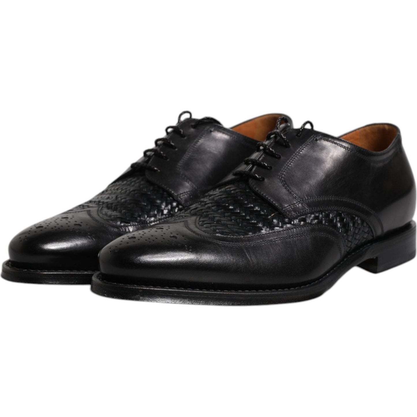Dolce & Gabbana Black Leather Derby Wingtip Lace Up Formal Dress Shoes MV6650-39