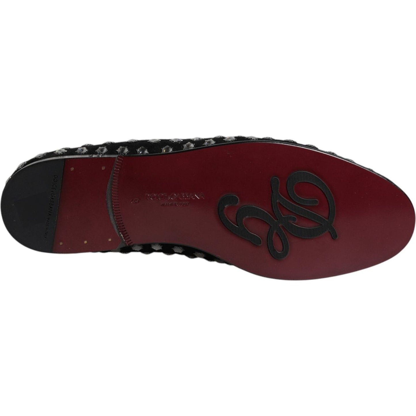 Dolce & Gabbana Black Crystal Embellished Loafers Dress Shoes MV6761-43