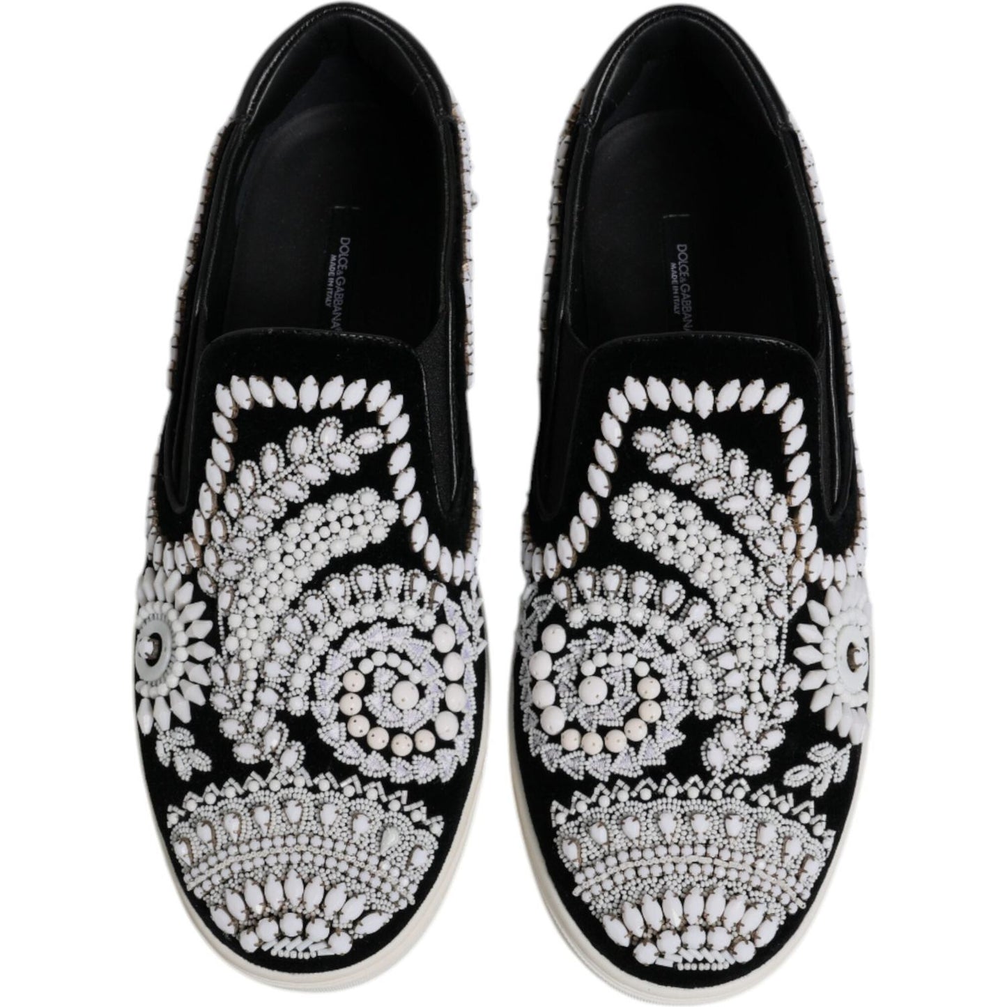 Dolce & Gabbana Black Embellished London Men Slip On Shoes MV6730-41.5