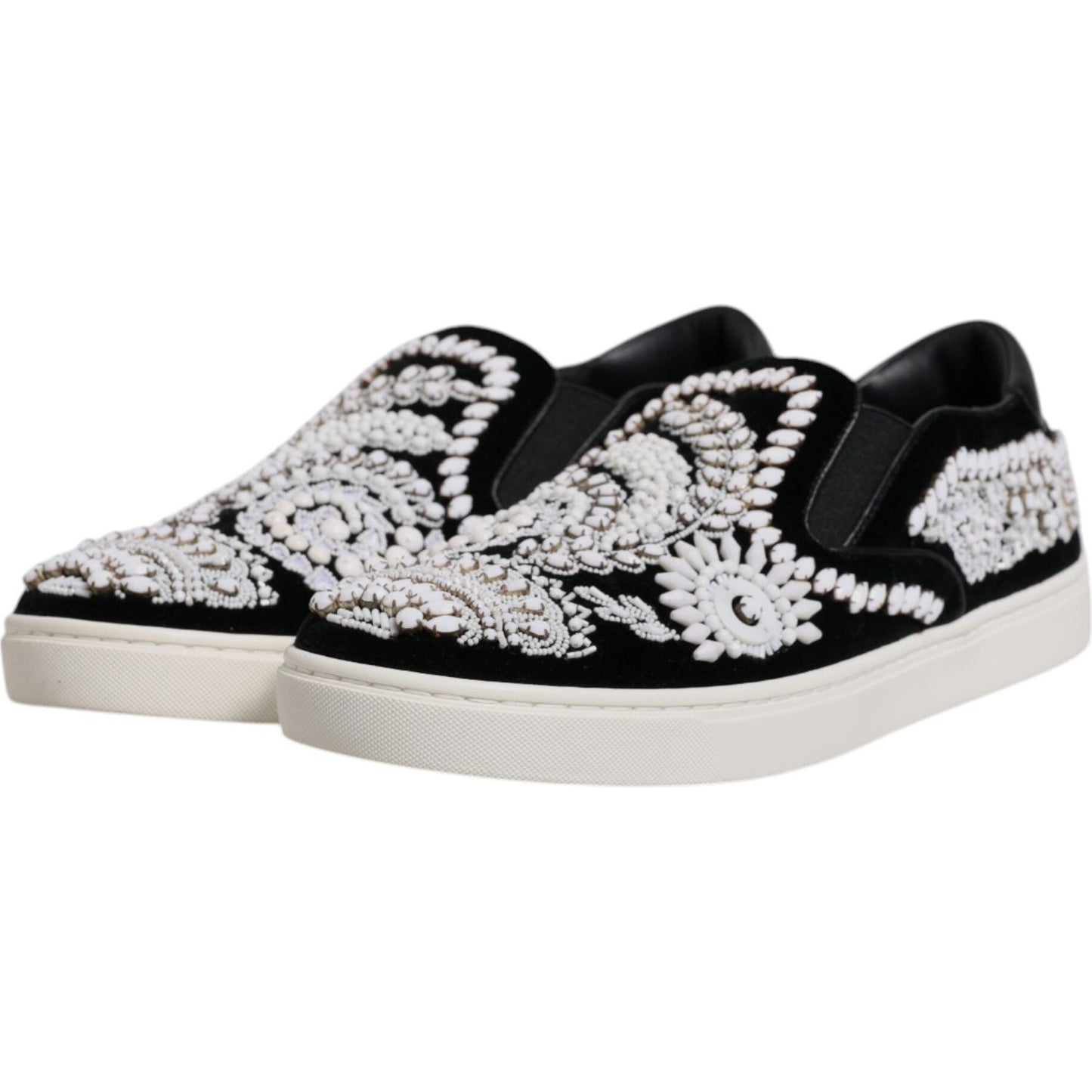 Dolce & Gabbana Black Embellished London Men Slip On Shoes MV6730-41.5