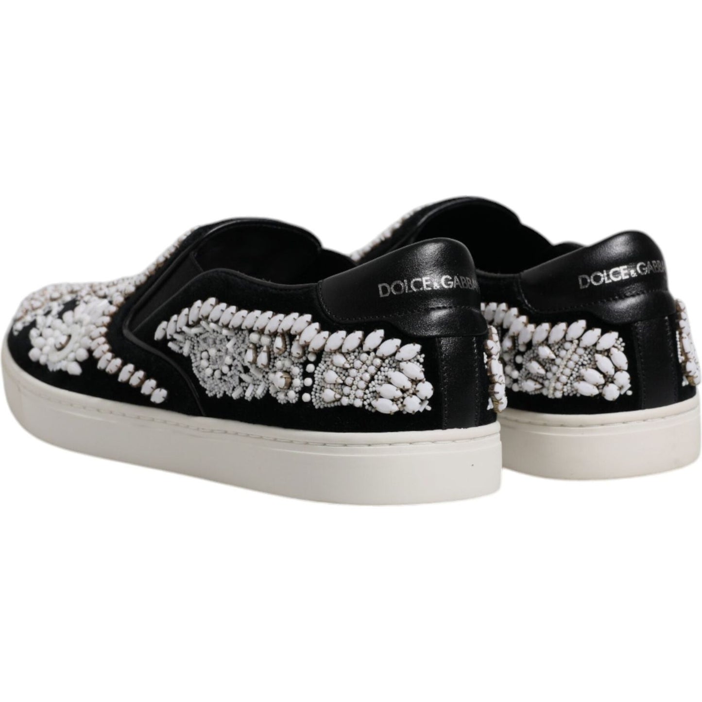 Dolce & Gabbana Black Embellished London Men Slip On Shoes MV6730-41.5
