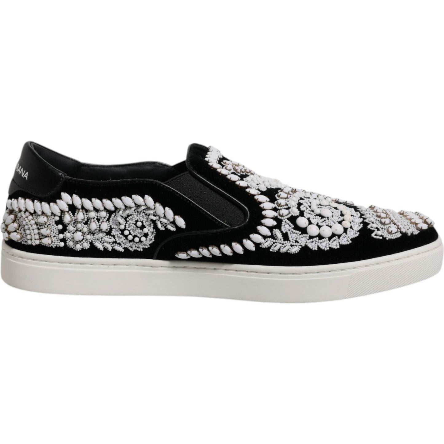 Dolce & Gabbana Black Embellished London Men Slip On Shoes MV6730-41.5
