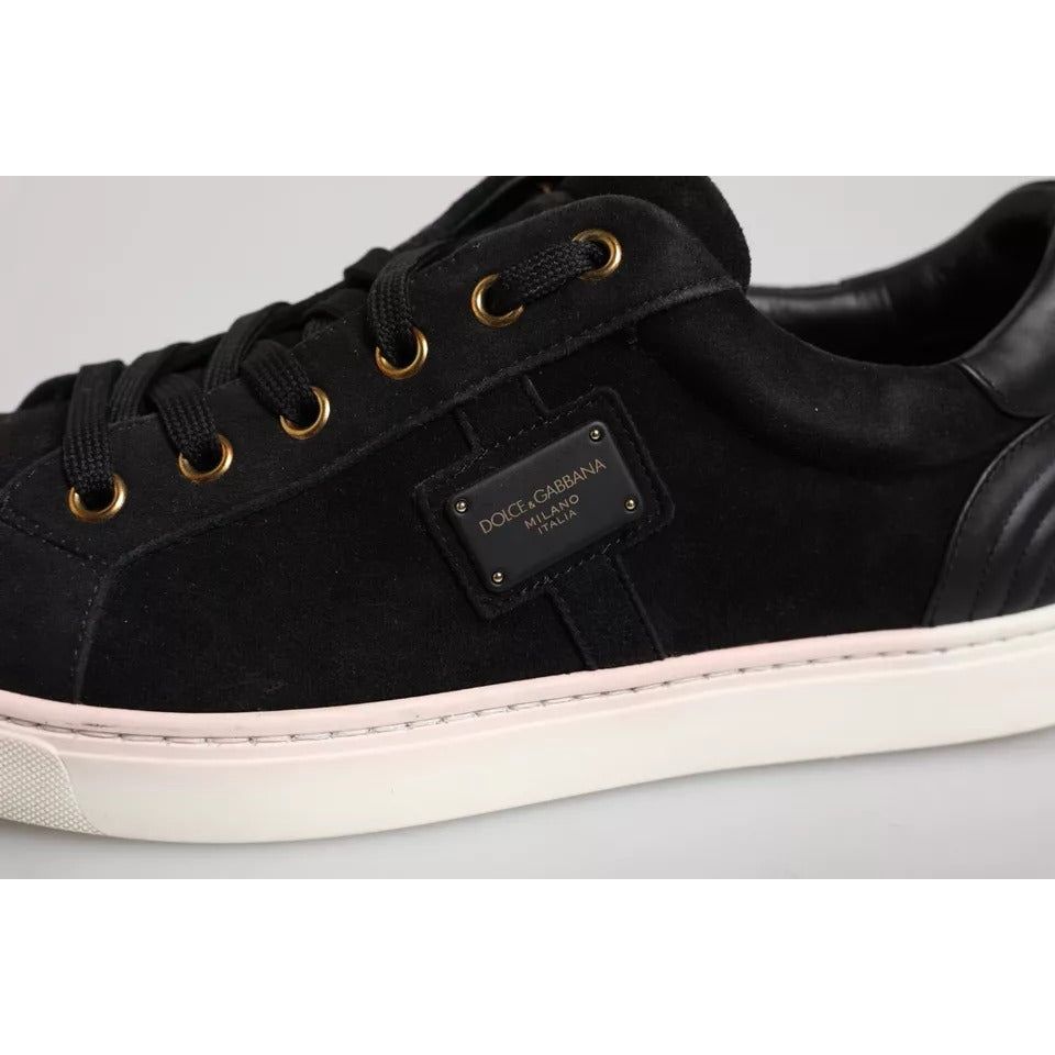 Dolce & Gabbana Black Logo Suede Leather Men Sneakers Shoes MV6741-39.5