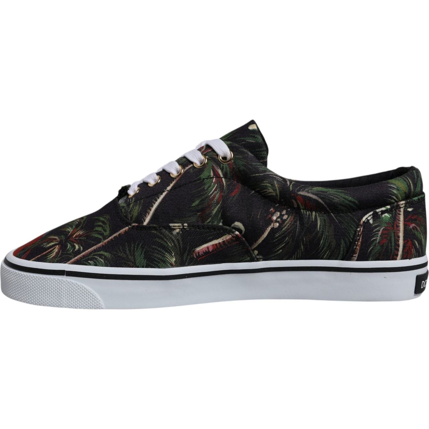 Dolce & Gabbana Black Tropical Print Low Top Sneakers Shoes MV6745-40.5