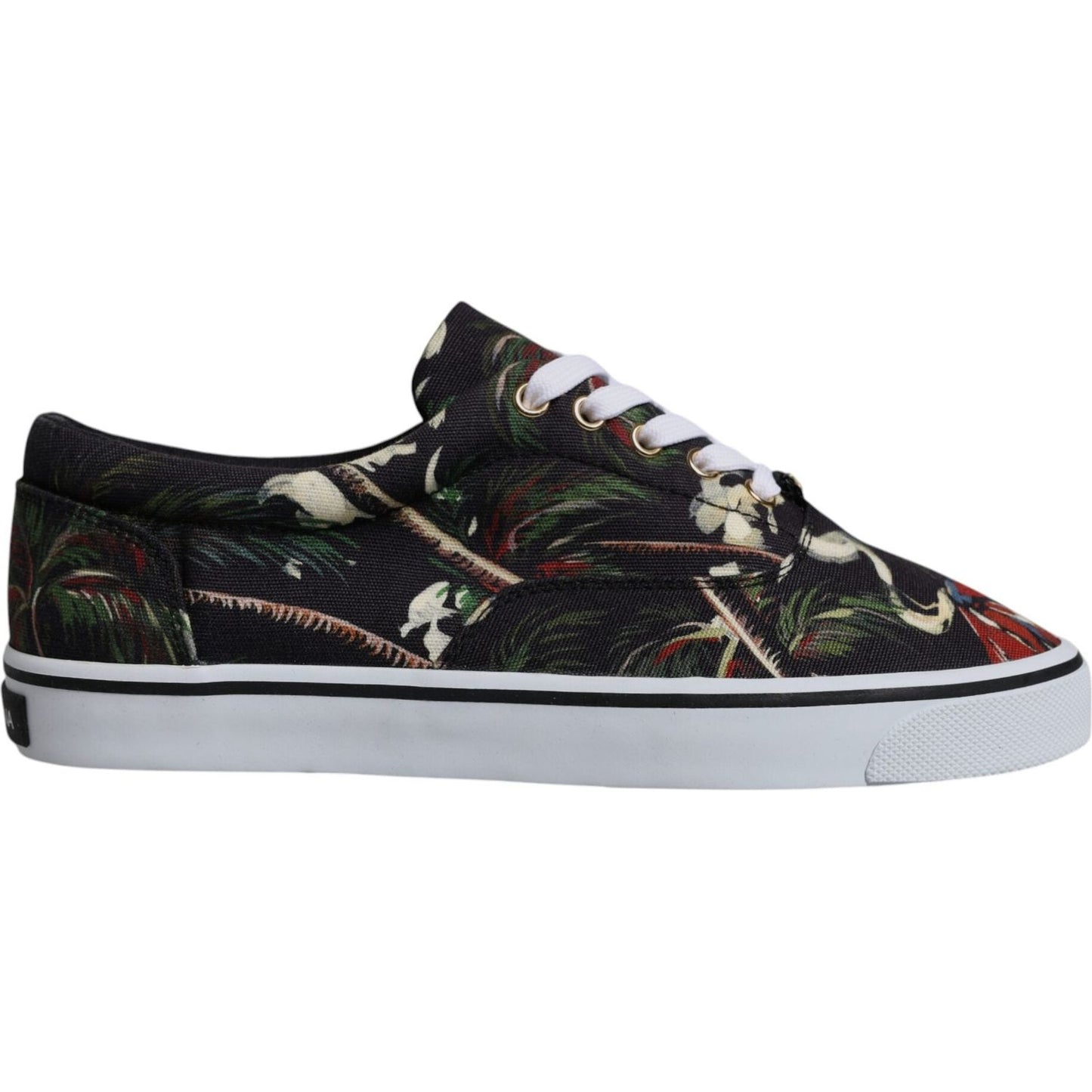 Dolce & Gabbana Black Tropical Print Low Top Sneakers Shoes MV6745-40.5