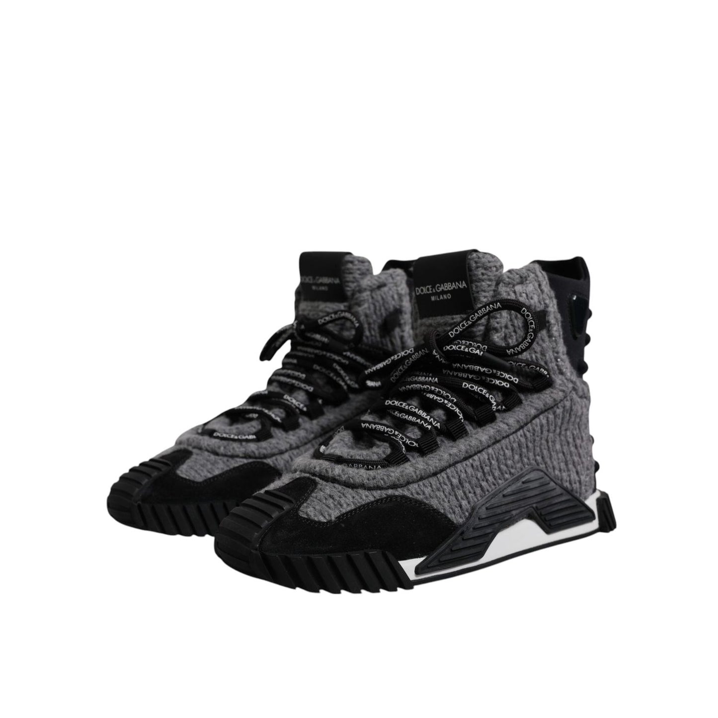 Dolce & Gabbana Gray Black NS1 High Top Boots Sneakers Shoes MV7923-37.5
