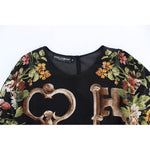 Dolce & Gabbana Black Key Floral Print Silk Blouse Top SIG13271-1