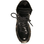 Dolce & Gabbana Black Leather Studded Trekking Boots Shoes LA12337-41