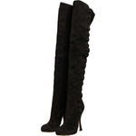 Dolce & Gabbana Black Suede Heels Knee High Boots Shoes LA12376-39