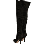Dolce & Gabbana Black Suede Heels Knee High Boots Shoes LA12376-39
