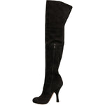 Dolce & Gabbana Black Suede Heels Knee High Boots Shoes LA12376-39