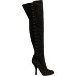 Dolce & Gabbana Black Suede Heels Knee High Boots Shoes LA12376-39