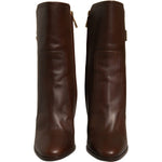 Dolce & Gabbana Brown Leather Heels Mid Calf Boots Shoes LA12421-36.5