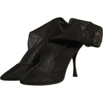 Dolce & Gabbana Black Silk Mesh Sock Style Heels Boots Shoes LA12313-38