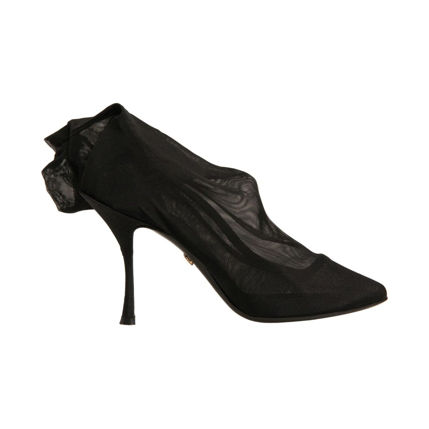 Dolce & Gabbana Black Silk Mesh Sock Style Heels Boots Shoes LA12313-38