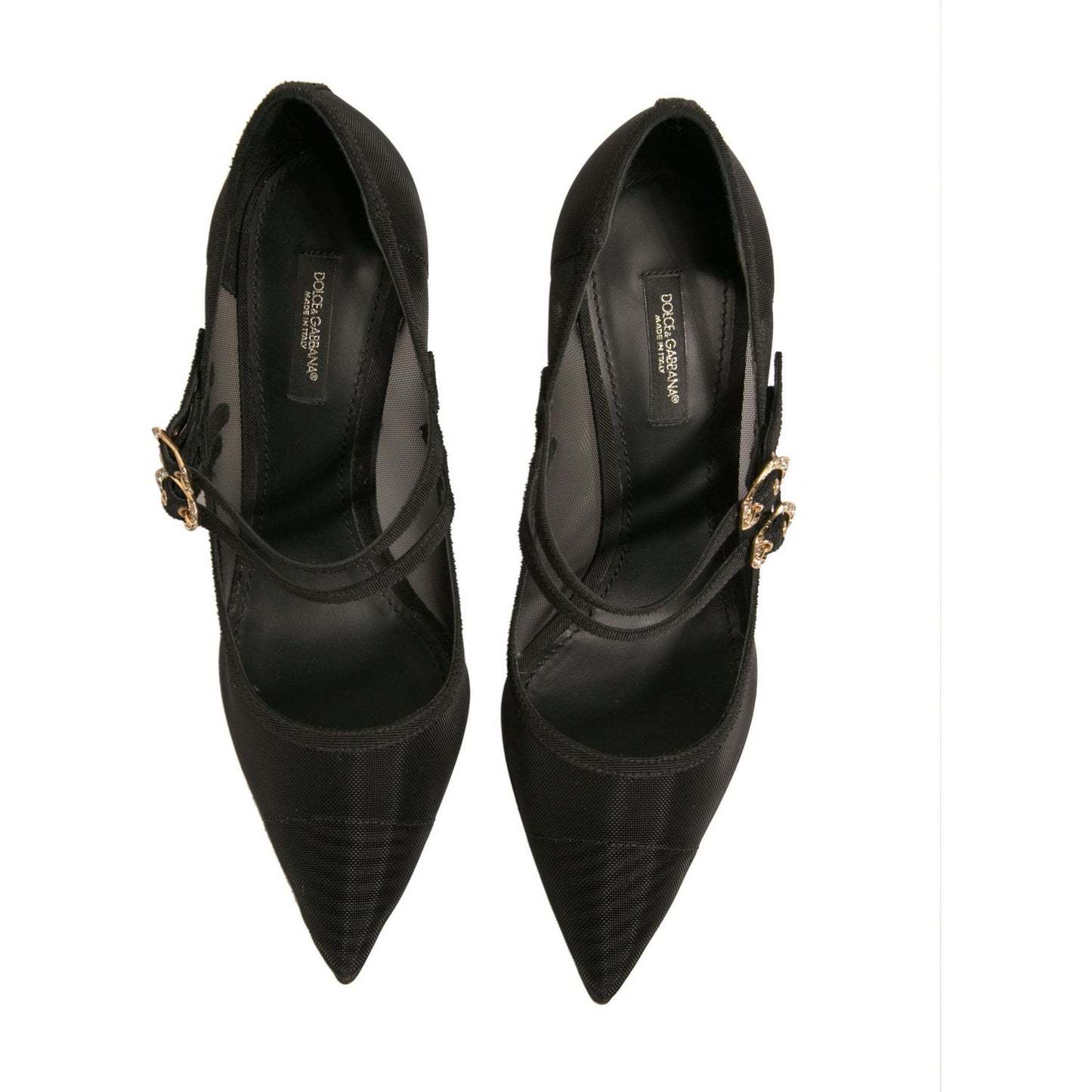 Dolce & Gabbana Black Mesh Mary Jane High Heels Pumps Shoes LA12335-39