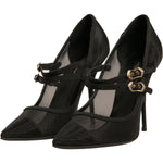 Dolce & Gabbana Black Mesh Mary Jane High Heels Pumps Shoes LA12335-39