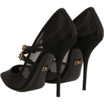 Dolce & Gabbana Black Mesh Mary Jane High Heels Pumps Shoes LA12335-39