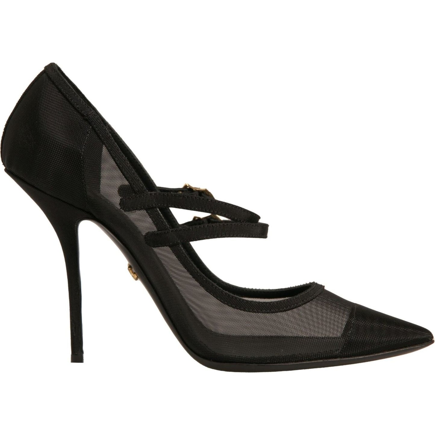 Dolce & Gabbana Black Mesh Mary Jane High Heels Pumps Shoes LA12335-39