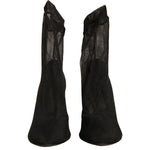 Dolce & Gabbana Black Silk Mesh Sock Style Heels Boots Shoes LA12350-38.5