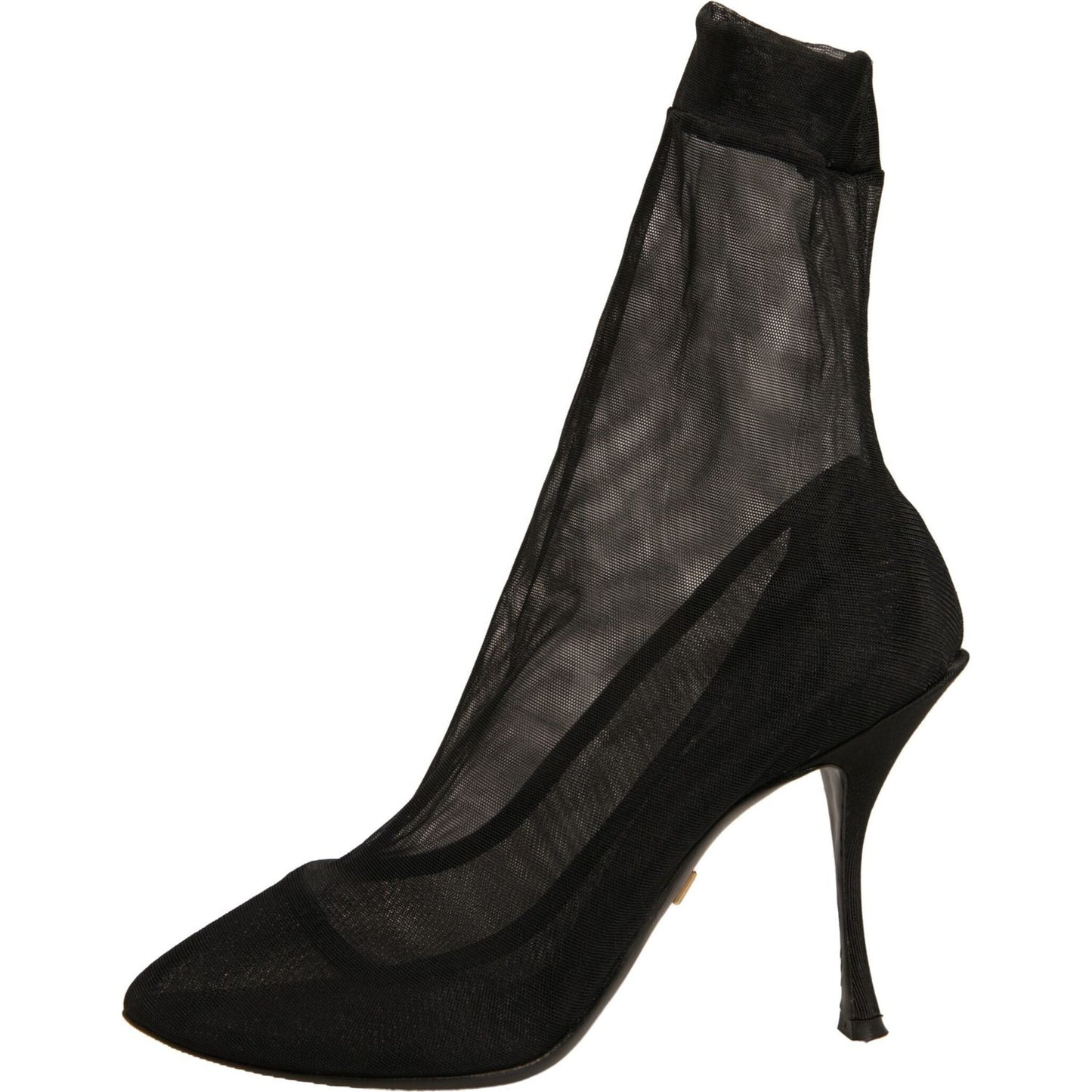 Dolce & Gabbana Black Silk Mesh Sock Style Heels Boots Shoes LA12350-38.5