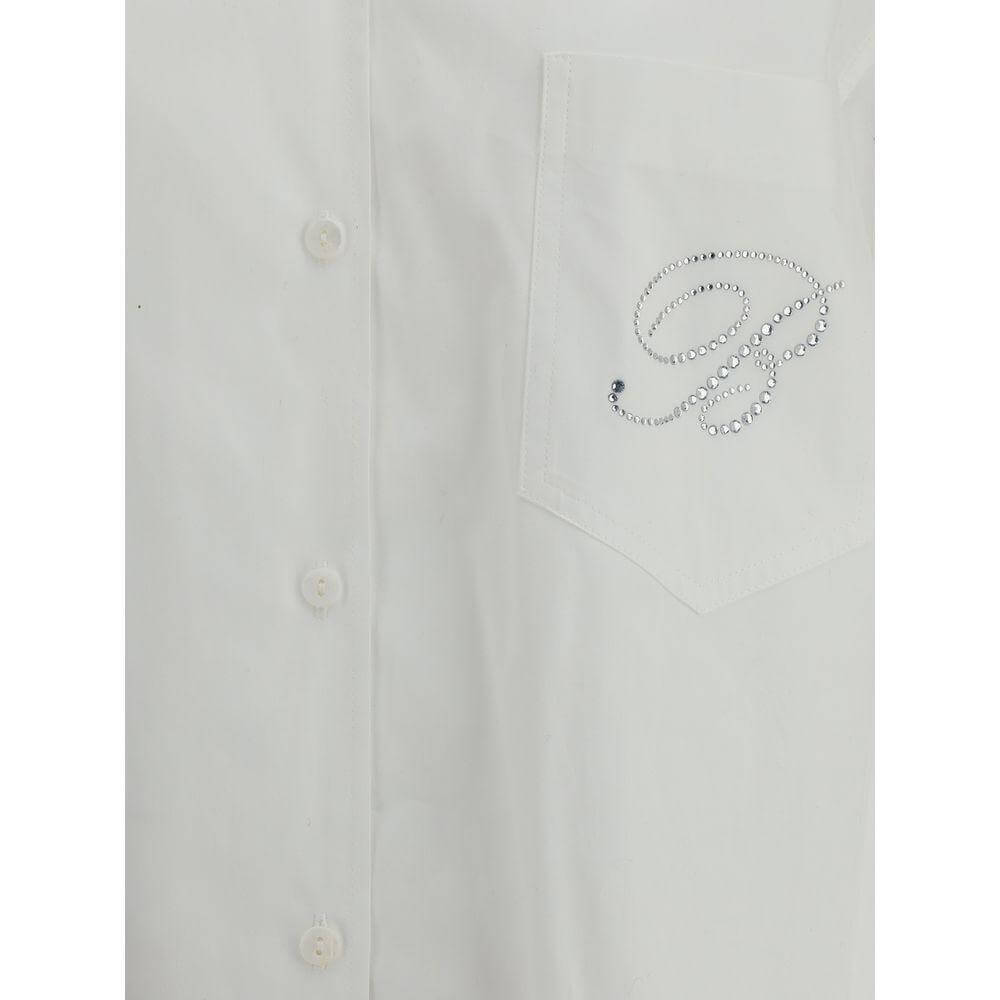 Blumarine Shirt with strassed logo BL-P522C335AN0100-IT38 | S