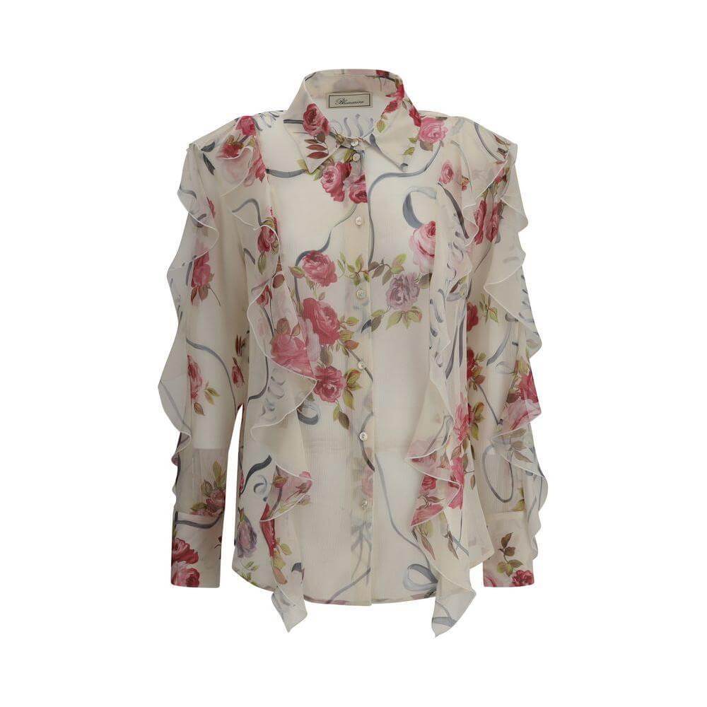 Blumarine Floral silk chiffon Shirt BL-P522C351AF7141-IT44 | L