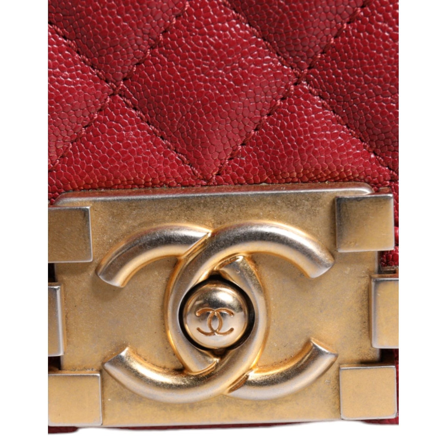 Chanel Red Leather Lambskin Double Gold Chain Medium Shoulder Bag
