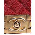 Chanel Red Leather Lambskin Double Gold Chain Medium Shoulder Bag