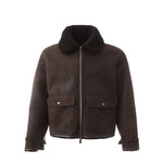 Lardini Elegant Montone Leather Brown Jacket LA-1217664-IT56 | 3XL