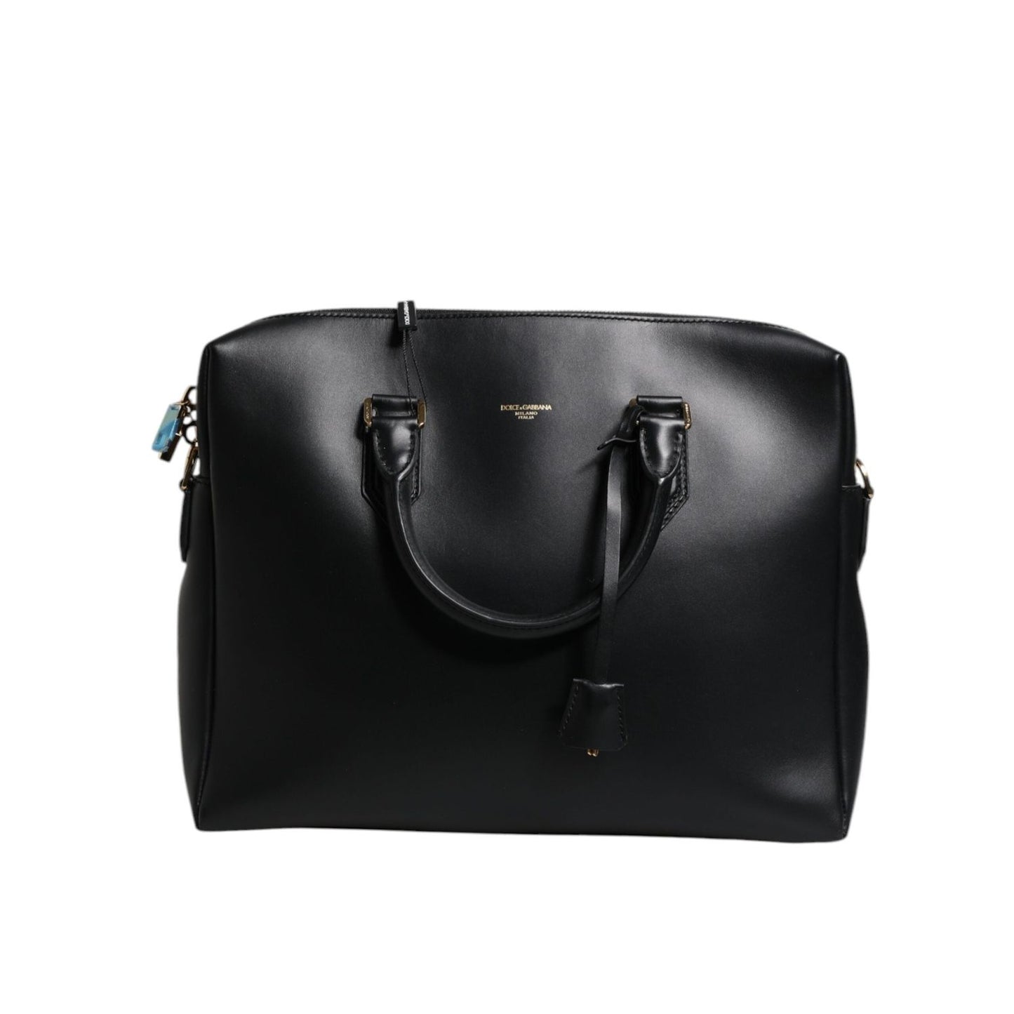 Dolce & Gabbana Black Smooth Leather Logo Printed Monreale Briefcase Bag