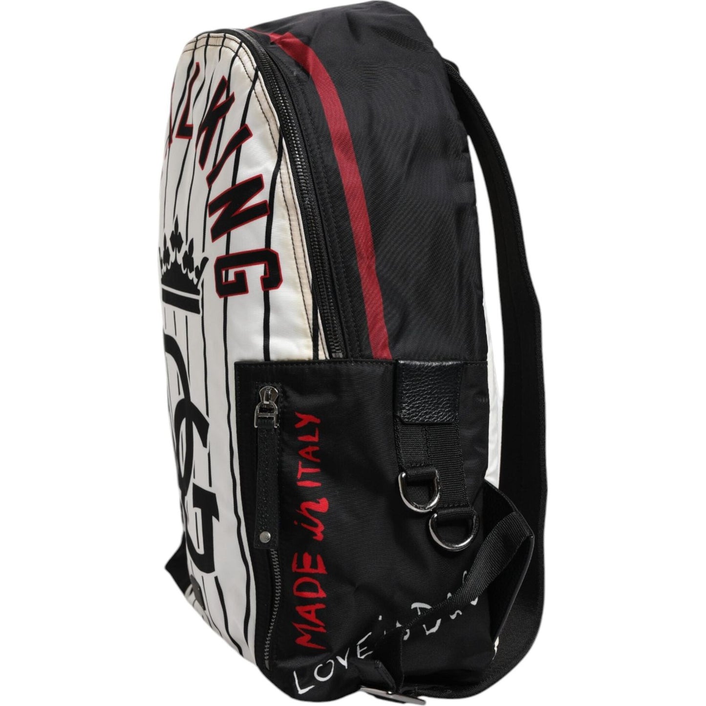 Dolce & Gabbana Black White Vulcano Royal King Print Men Backpack Bag