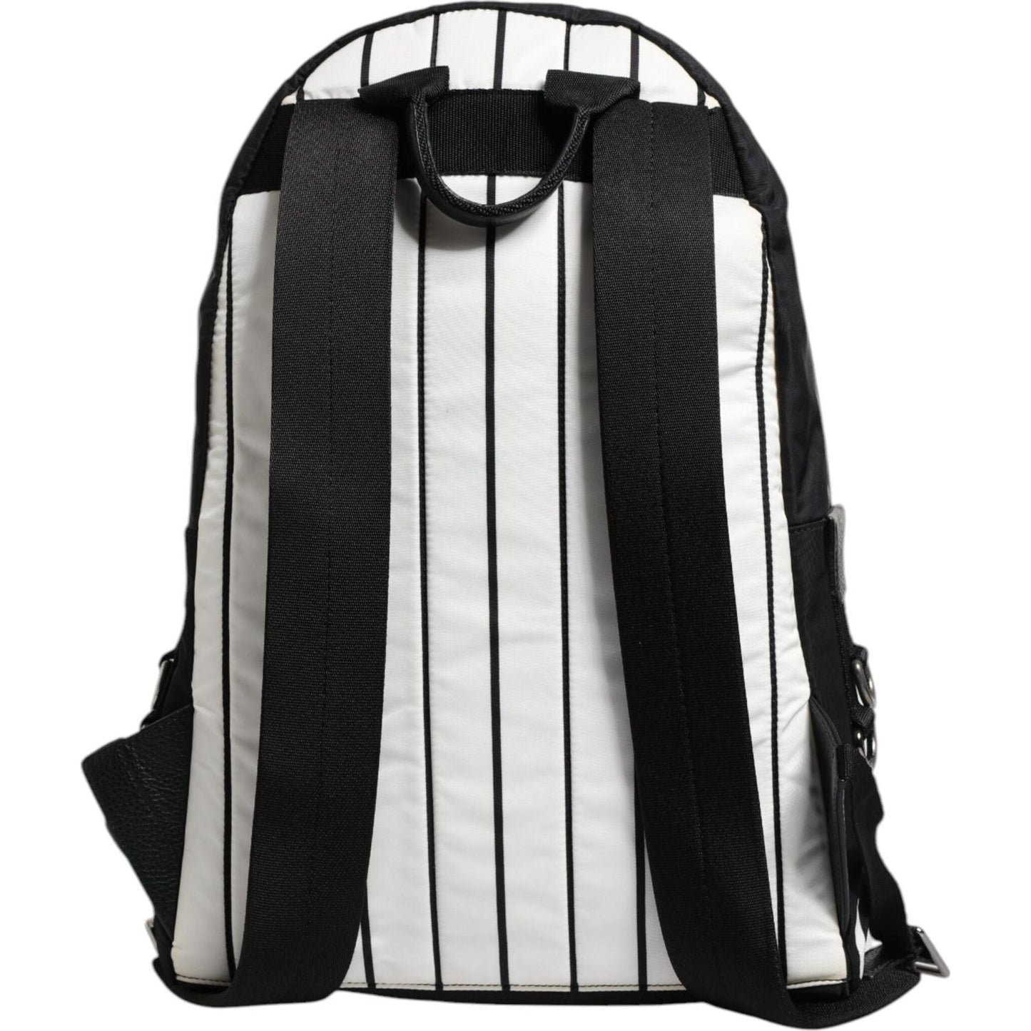 Dolce & Gabbana Black White Vulcano Royal King Print Men Backpack Bag