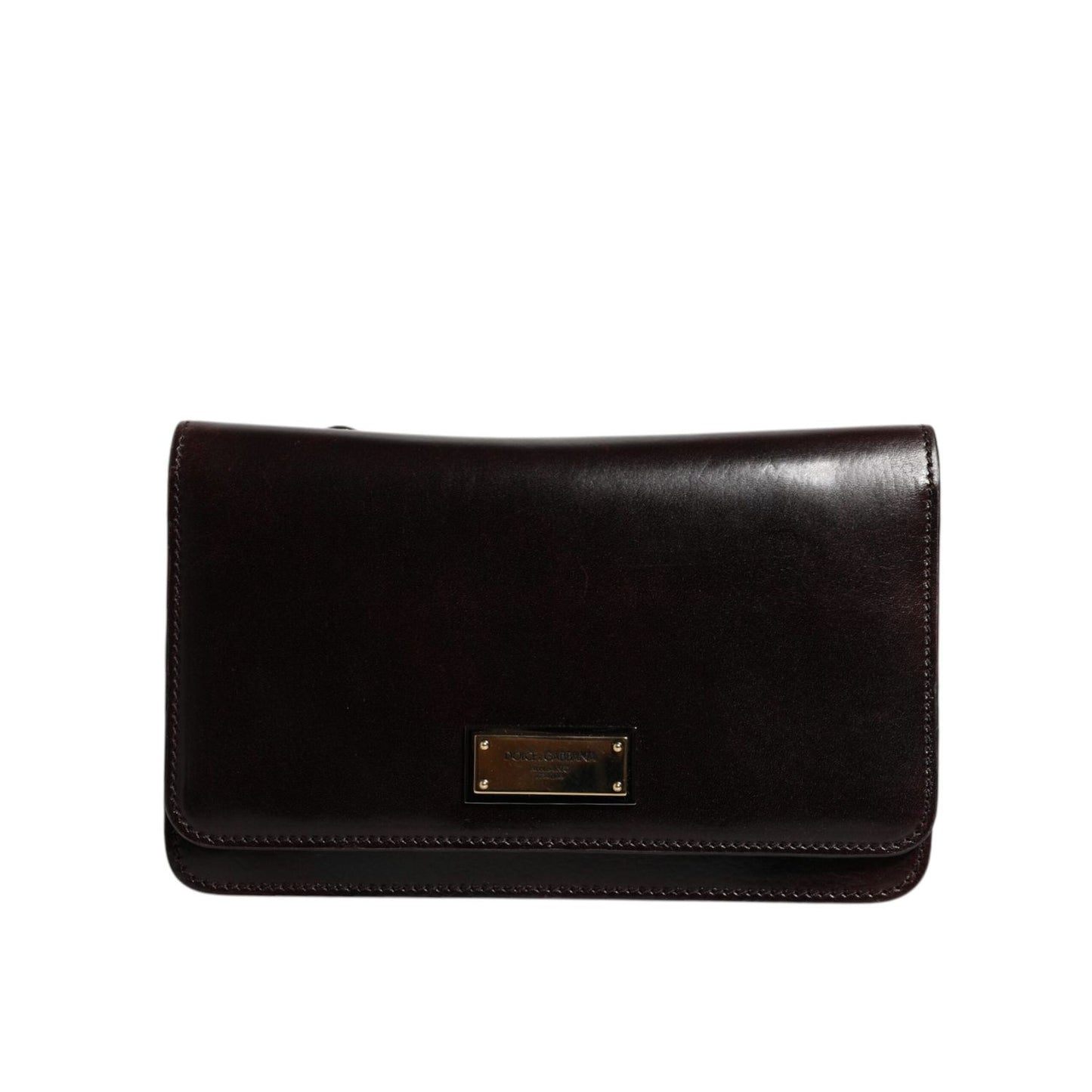 Dolce & Gabbana Maroon Horse Leather Logo Plaque Mini Crossbody Bag BAG4067