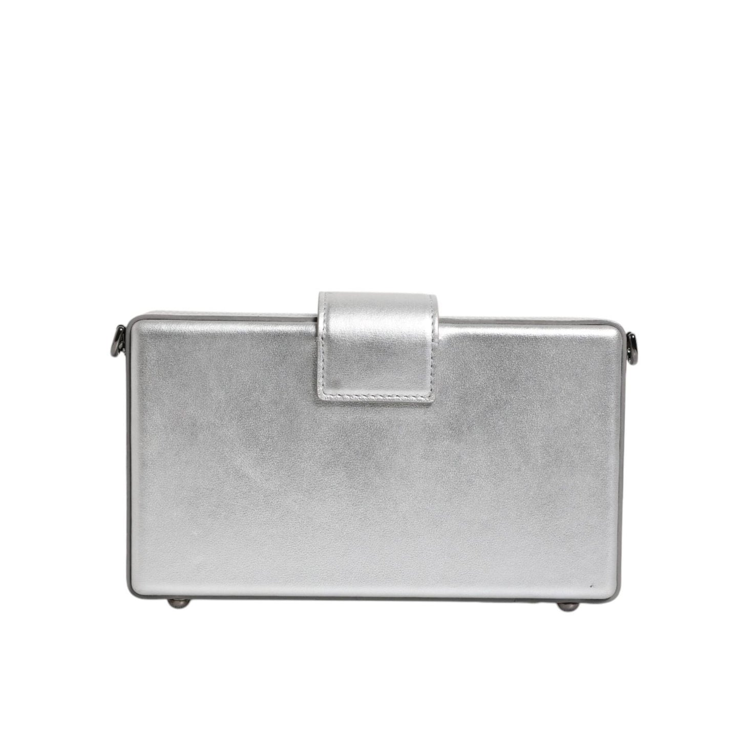Dolce & Gabbana Metallic Silver DG BOX Leather Shoulder Strap Bag