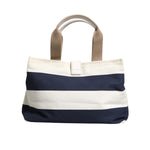 Dolce & Gabbana White Navy Striped Canvas Top Handle Tote Tote Bag