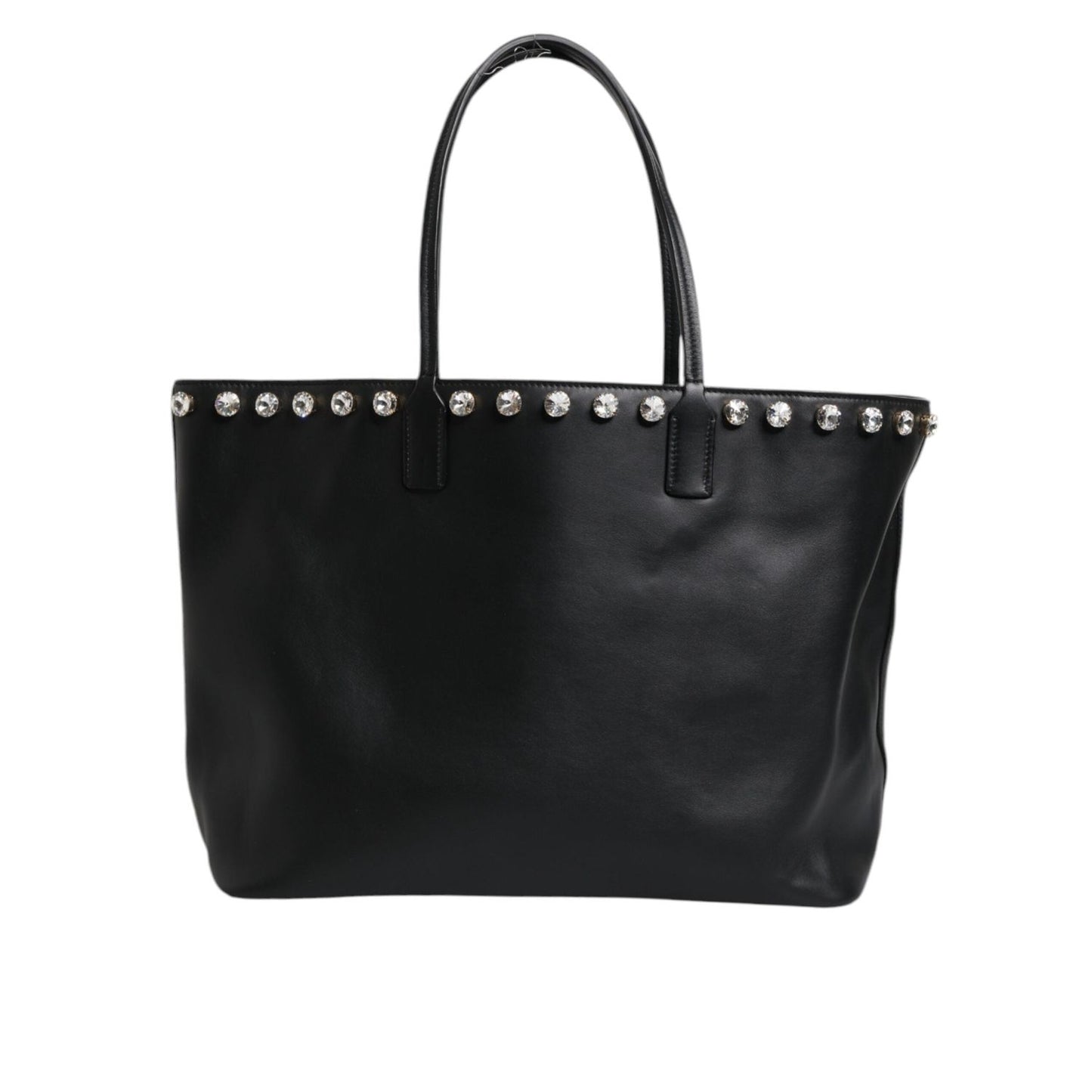 Dolce & Gabbana Black Crystal Leather Shopping Women Tote Bag BAG4071