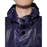 Dolce & Gabbana Dark Blue Cotton Hooded Men Raincoat Jacket JKT3787-54
