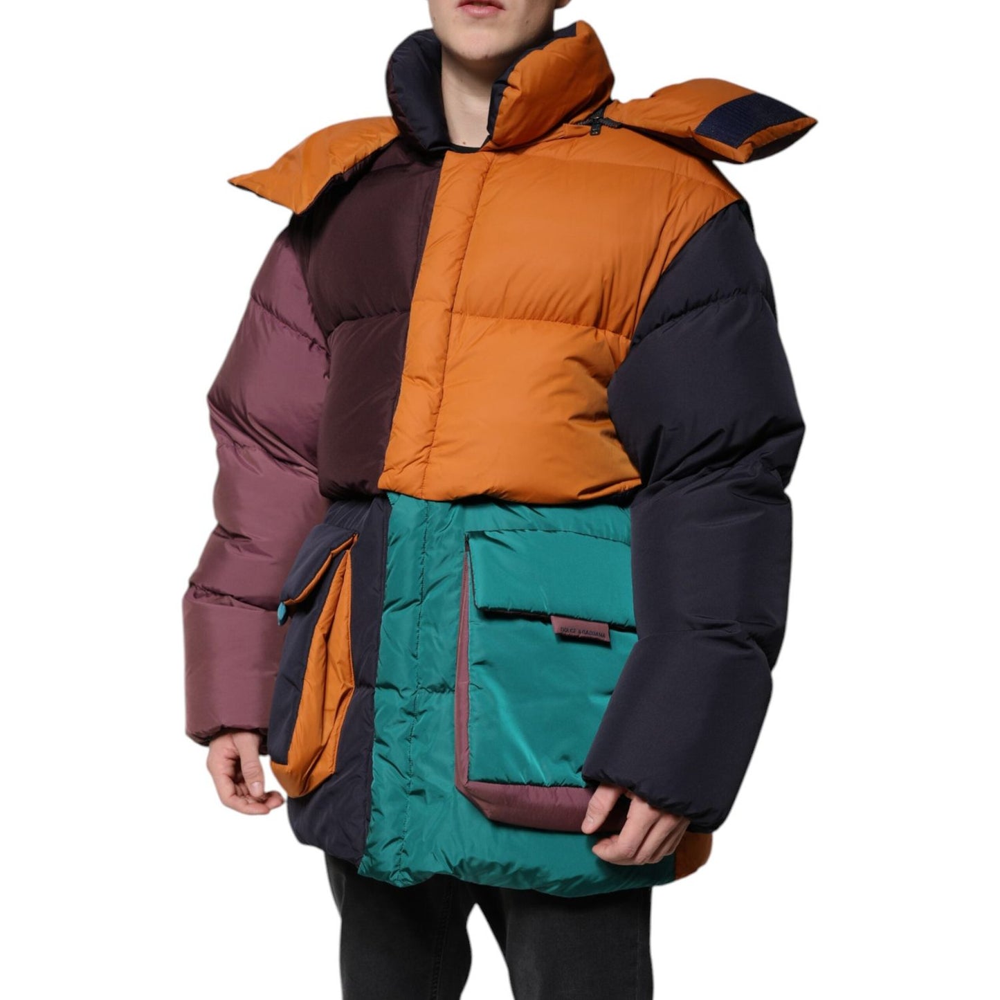 Dolce & Gabbana Multicolor Quilted Hooded Puffer Jacket JKT4199-46
