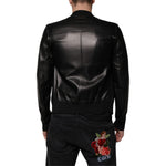 Dolce & Gabbana Black Lambskin Full Zip Biker Blouson Jacket JKT41202-44