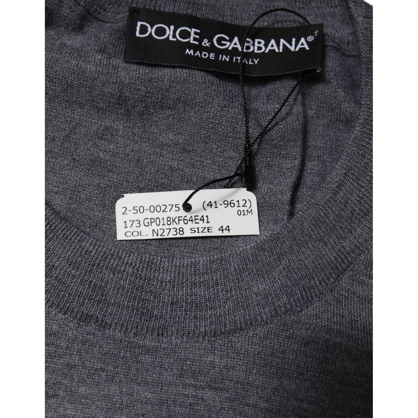 Dolce & Gabbana Gray Cashmere Crew Neck Pullover Sweater TSH87728-44