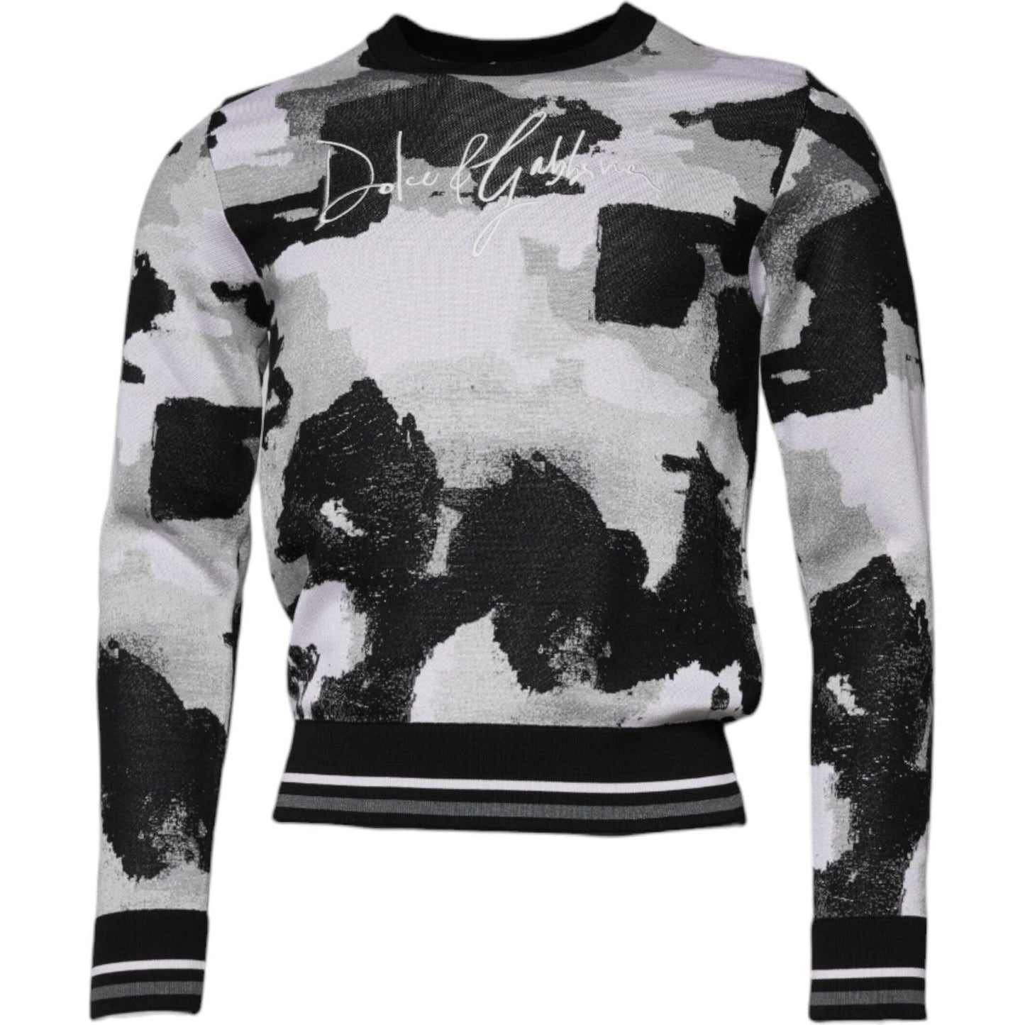Dolce & Gabbana Multicolor Camouflage Crew Neck Men Pullover Sweater TSH87732-46