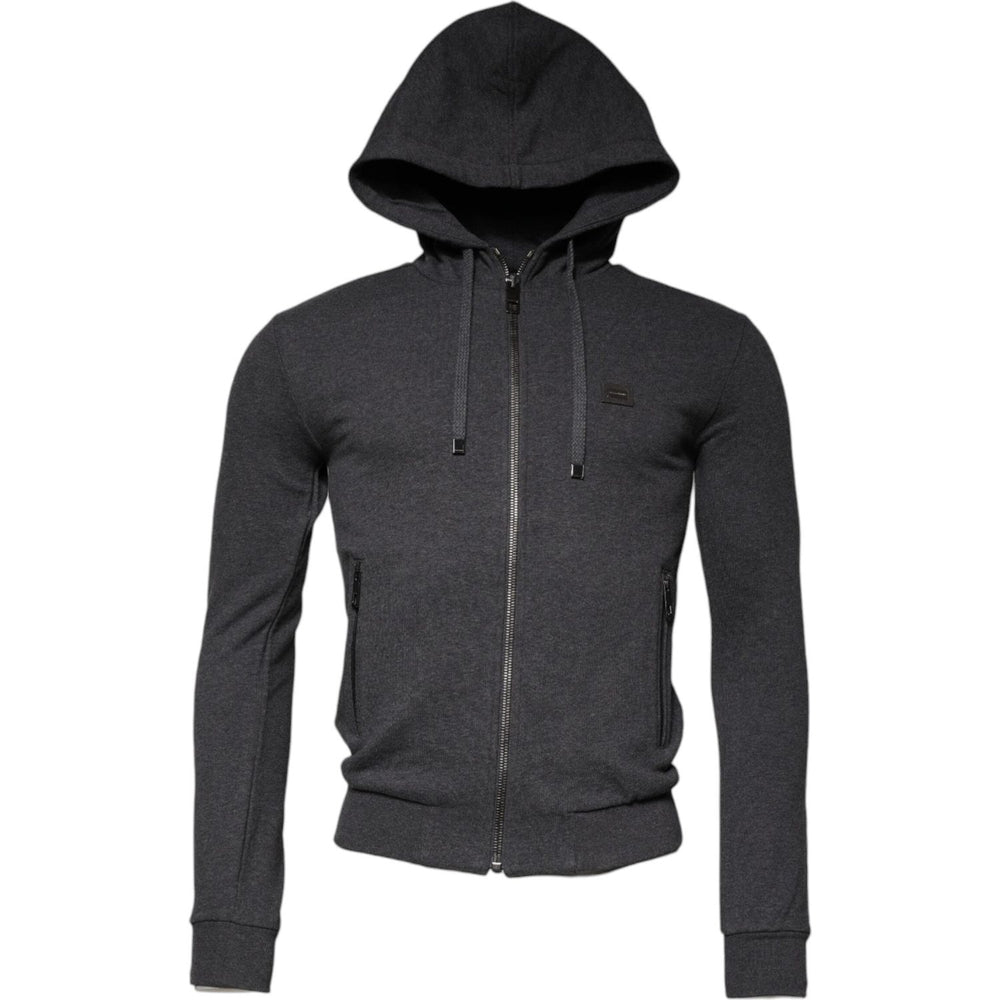 Dolce & Gabbana Gray Logo Full Zip Hooded Sweatshirt Sweater TSH878552-46