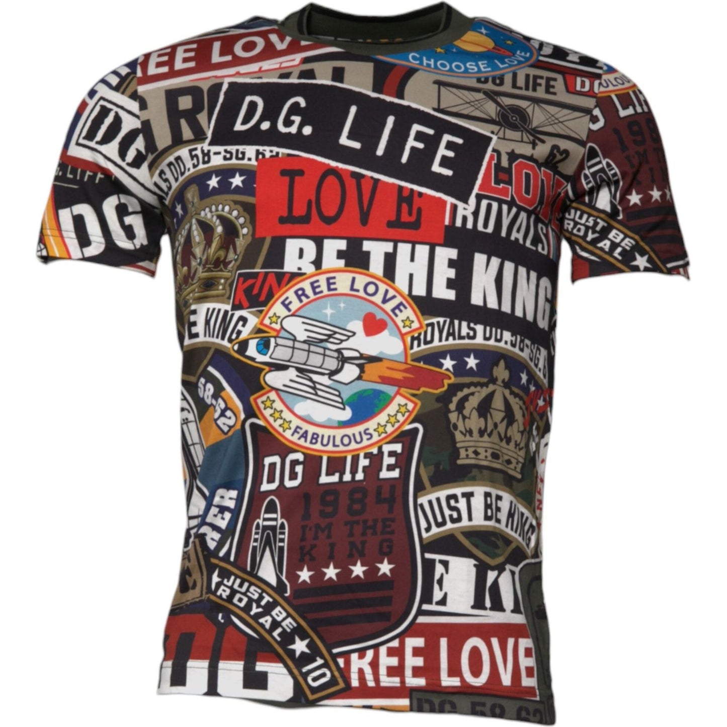 Dolce & Gabbana Multicolor Graphic Print Cotton Crew Neck T-shirt TSH878502-48