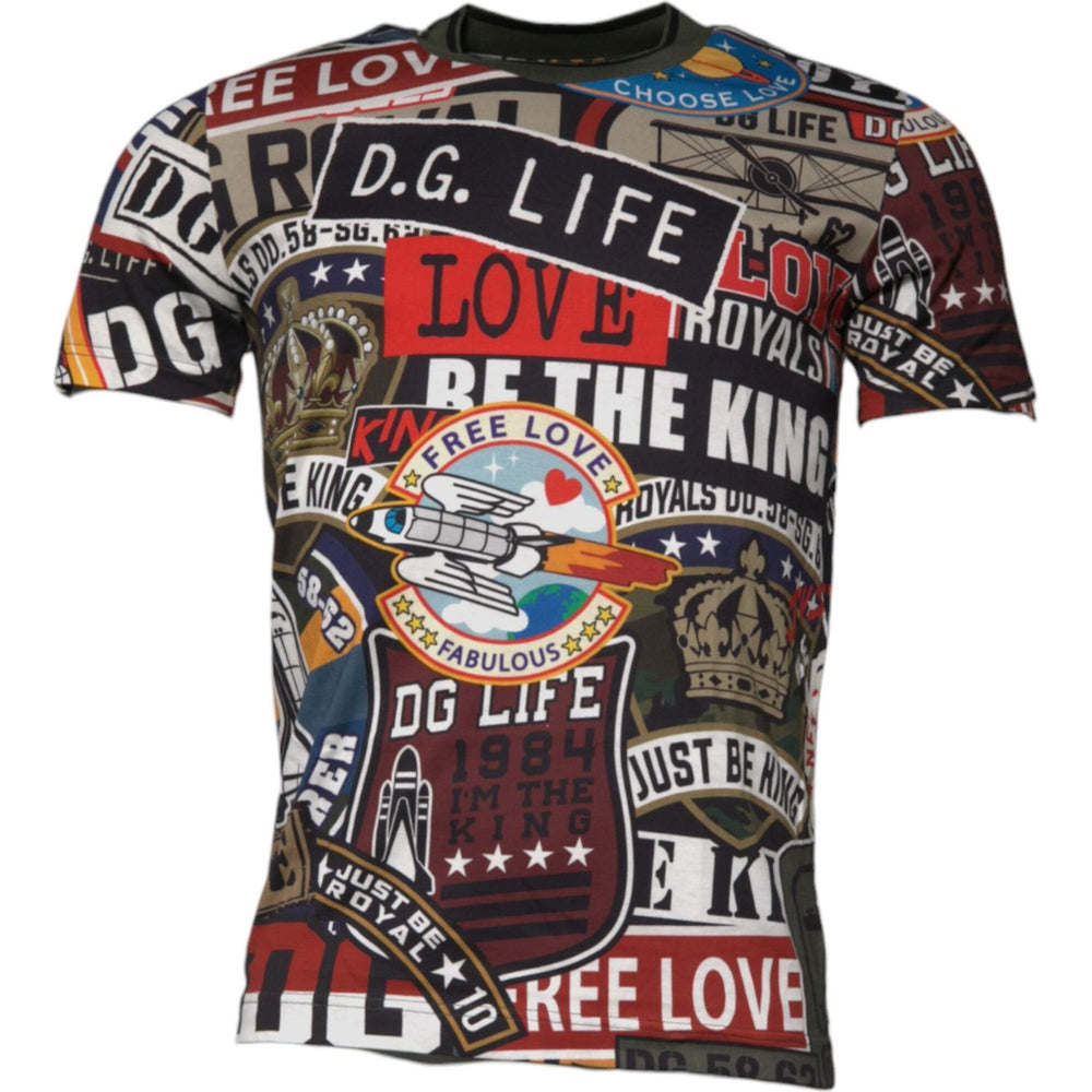 Dolce & Gabbana Multicolor Graphic Print Cotton Crew Neck T-shirt TSH878502-48