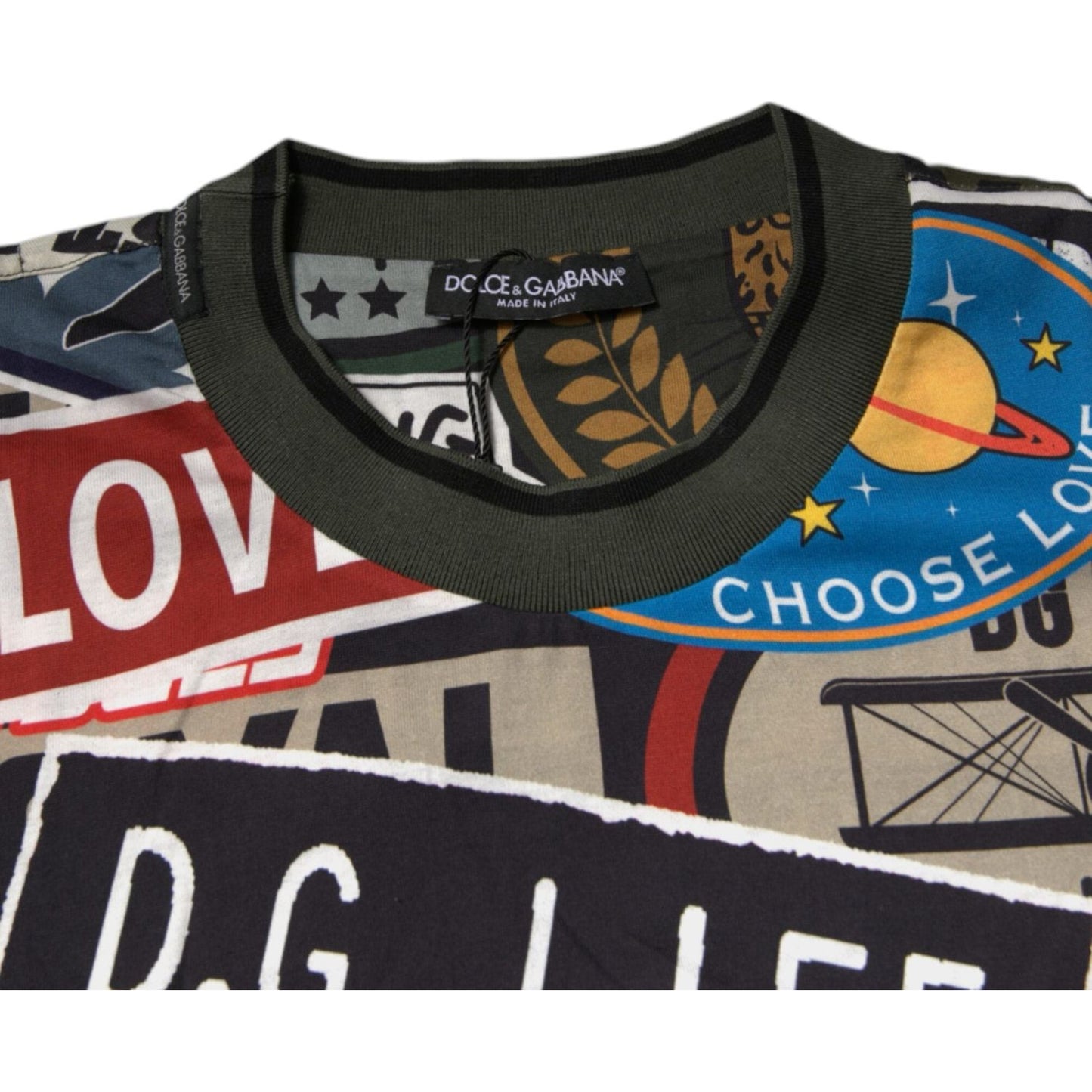 Dolce & Gabbana Multicolor Graphic Print Cotton Crew Neck T-shirt TSH878502-48