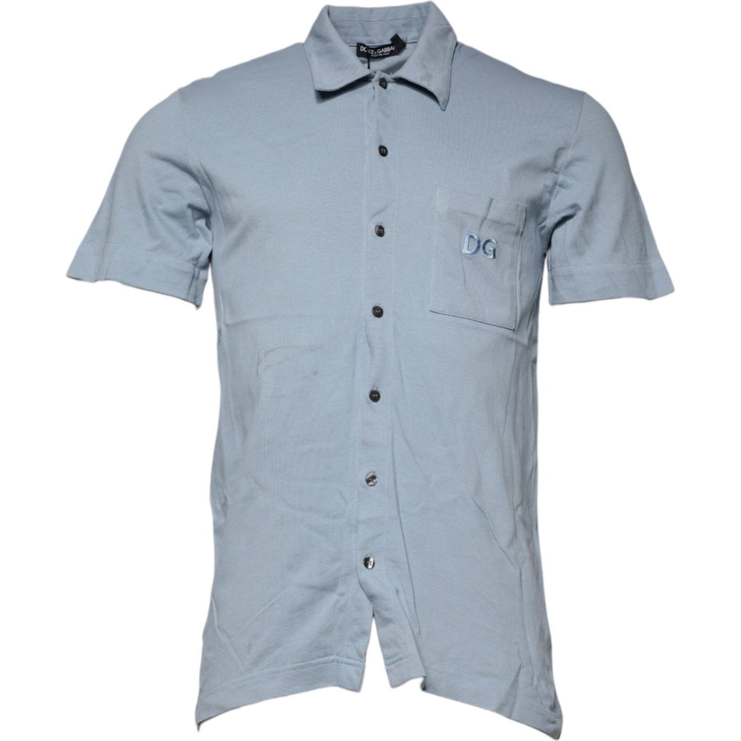 Dolce & Gabbana Blue Cotton Button Down Casual Men Polo Shirt TSH878565-48