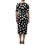 Dolce & Gabbana Black White Silk Polka Dots Sheath Midi Dress DR281340-42